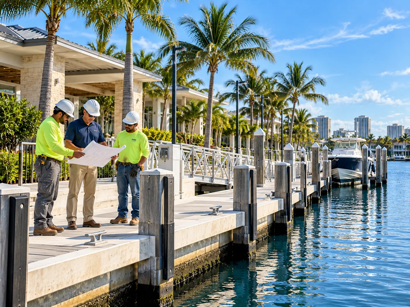 Illustrative marine infrastructure review at a waterfront facility